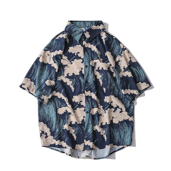 men's short-sleeved shirt 2021 summer loose casual button cardigan creative pattern printing lapel shirts, White;black
men's short-sleeved shirt 2021 summer loose casual button cardigan creative pattern printing lapel shirts, White;black