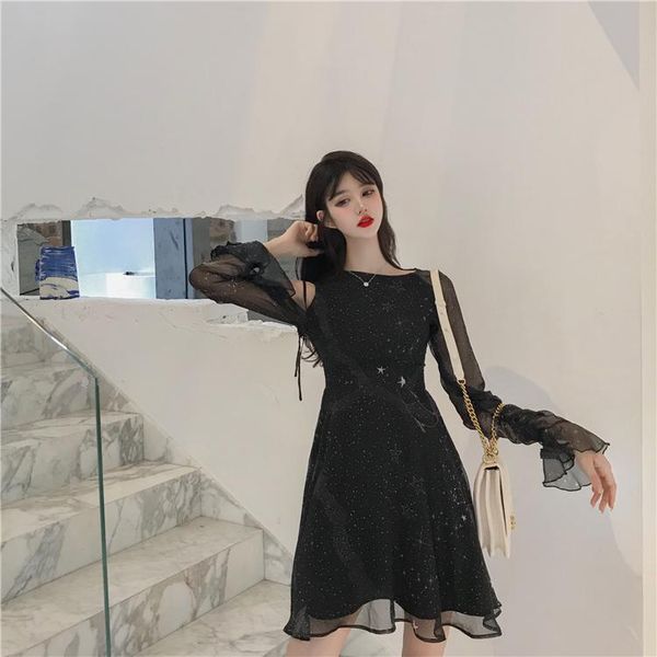 casual dresses korean style vintage summer o-neck party dress net yarn patchwork long sleeve off shoulder bow tied belt vestidos modis, Black;gray
casual dresses korean style vintage summer o-neck party dress net yarn patchwork long sleeve off shoulder bow tied belt vestidos modis, Black;gray