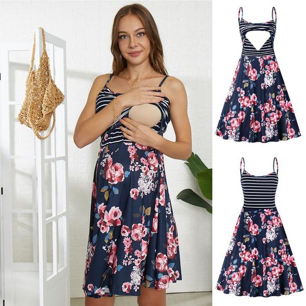 maternity dresses pregnancy dress pregnant women clothes round neck short-sleeve breastfeeding striped suspender floral summer, White
maternity dresses pregnancy dress pregnant women clothes round neck short-sleeve breastfeeding striped suspender floral summer, White