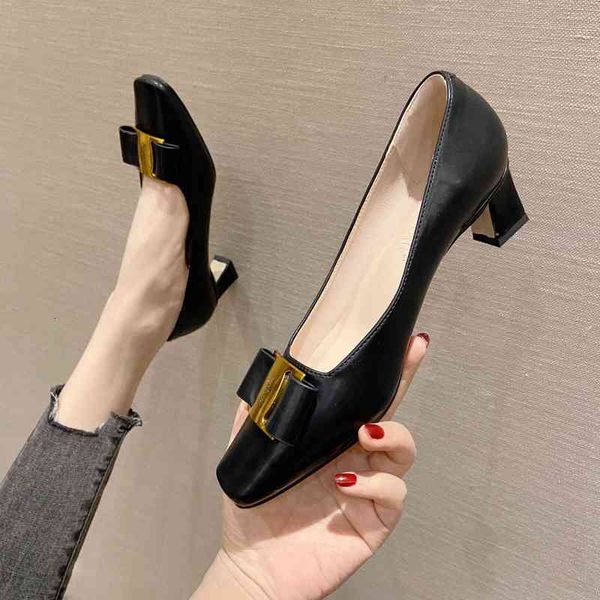 dress shoes square head shallow mouth single shoese bow middle 2022 style simple thick high heel women's shoes, Black
dress shoes square head shallow mouth single shoese bow middle 2022 style simple thick high heel women's shoes, Black