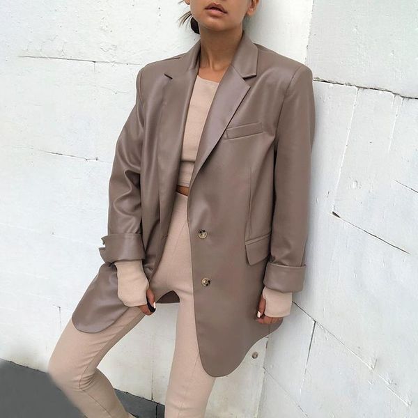 women's suits & blazers xmax fashion casual notched pu women elegant loose faux leather jackets solid single breasted ladies, White;black
women's suits & blazers xmax fashion casual notched pu women elegant loose faux leather jackets solid single breasted ladies, White;black