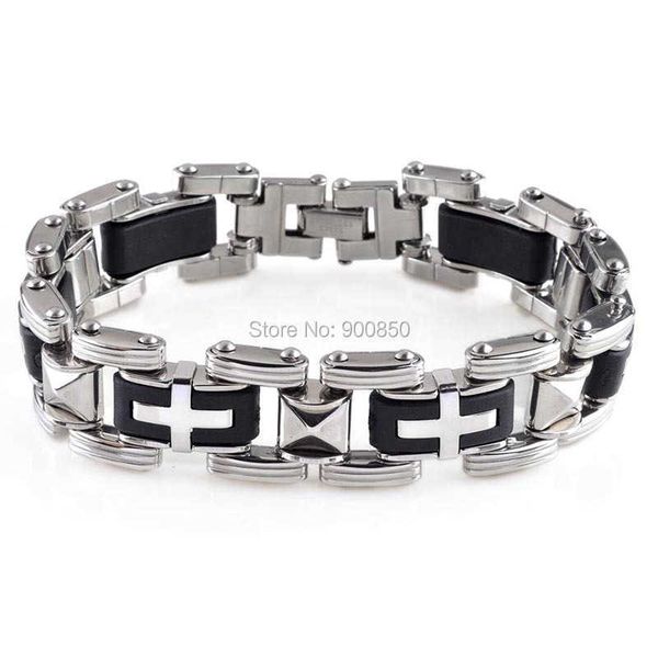 fashion jewelry men cross stainless steel black rubber bracelet bangle wristband male silicon stainless steel bracelets q0719
fashion jewelry men cross stainless steel black rubber bracelet bangle wristband male silicon stainless steel bracelets q0719