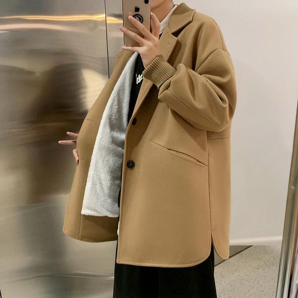 men's wool & blends winter plus velvet thick woolen coat men warm fashion mid-length loose casual jacket mens overcoat s-2xl, Black
men's wool & blends winter plus velvet thick woolen coat men warm fashion mid-length loose casual jacket mens overcoat s-2xl, Black