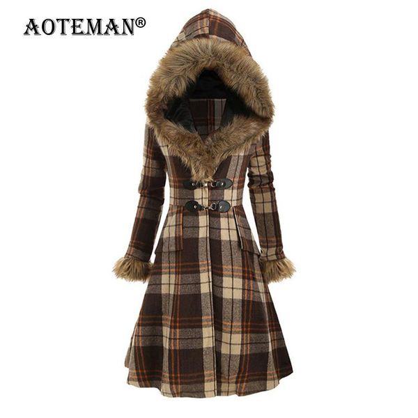 women's wool & blends women plaid jackets vintage blend hooded coats winter autumn woolen long outwears slim fit female streetwears jac, Black
women's wool & blends women plaid jackets vintage blend hooded coats winter autumn woolen long outwears slim fit female streetwears jac, Black