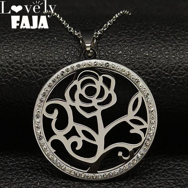 pendant necklaces french flower rose stainless steel chain necklace women silver color crystal & pendants jewellery collier n186722s03
pendant necklaces french flower rose stainless steel chain necklace women silver color crystal & pendants jewellery collier n186722s03