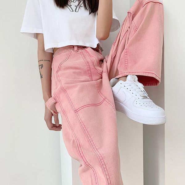 women's jeans pink cotton women retro high waist show slim straight leg pants fashion loose long street casual solid color, Blue
women's jeans pink cotton women retro high waist show slim straight leg pants fashion loose long street casual solid color, Blue
