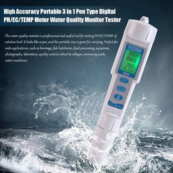 meters ph/ec/temp meter professional 3 in 1 portable high accuracy handheld pen testing water quality tester (white)
meters ph/ec/temp meter professional 3 in 1 portable high accuracy handheld pen testing water quality tester (white)