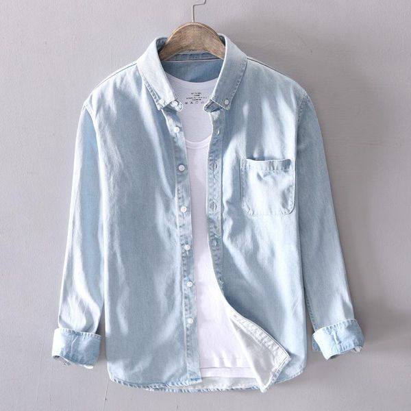 men's casual shirts wholesale soft denim shirt slim long sleeve men 2021 mens fashion clothing trends, White;black
men's casual shirts wholesale soft denim shirt slim long sleeve men 2021 mens fashion clothing trends, White;black