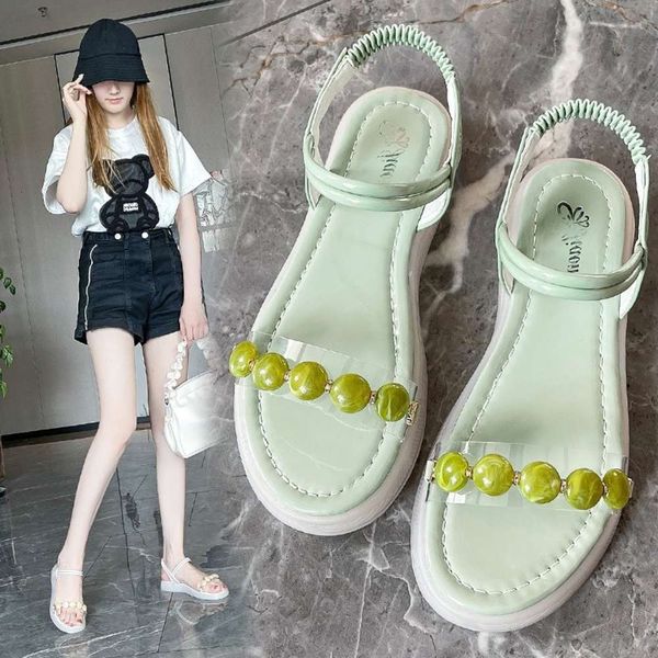 Casual shoes South Korean one line sandals women's 2021 summer new shoes flat soled beach Roman fashion TQRX, Green
Casual shoes South Korean one line sandals women's 2021 summer new shoes flat soled beach Roman fashion TQRX, Green