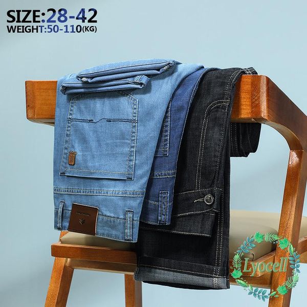 2021 new men's thin lyocell jeans loose straight-leg business formal casual pants classic brand high waist stretch trousers male, Blue
2021 new men's thin lyocell jeans loose straight-leg business formal casual pants classic brand high waist stretch trousers male, Blue
