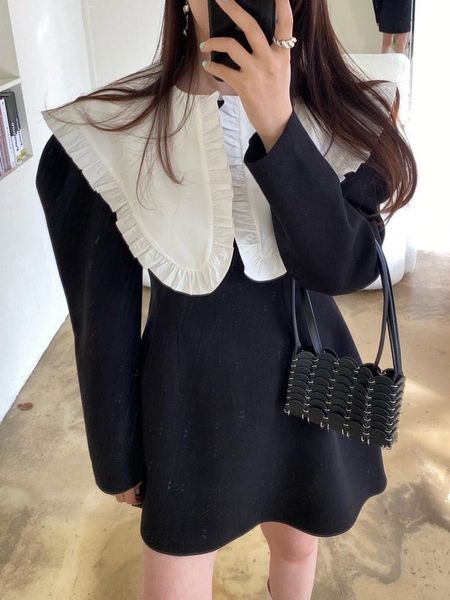 casual dresses fashion design big ruffle turn neck puff long sleeve mini a-line autumn arrivals 2021 winter elegant korean short robe, Black;gray
casual dresses fashion design big ruffle turn neck puff long sleeve mini a-line autumn arrivals 2021 winter elegant korean short robe, Black;gray