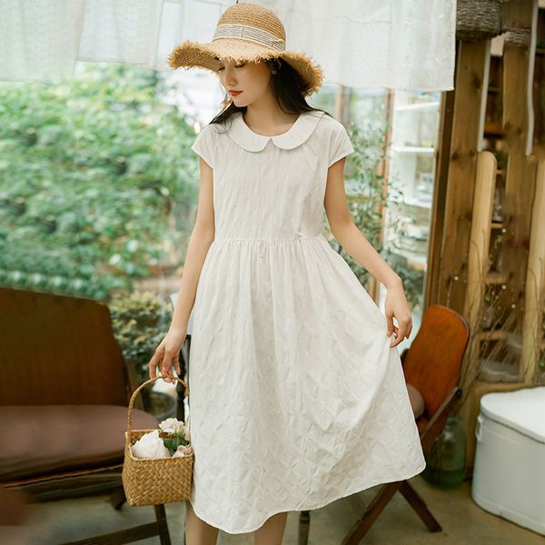 johnature women summer sweet dresses peter pan collar solid color jacquard summer mori girl casual korean style dress 210521, Black;gray
johnature women summer sweet dresses peter pan collar solid color jacquard summer mori girl casual korean style dress 210521, Black;gray