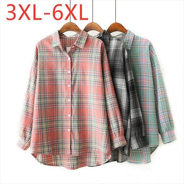 autumn winter plus size women shirts large long sleeve loose cotton pink button plaid shirt 3xl 5xl 6xl, White
autumn winter plus size women shirts large long sleeve loose cotton pink button plaid shirt 3xl 5xl 6xl, White