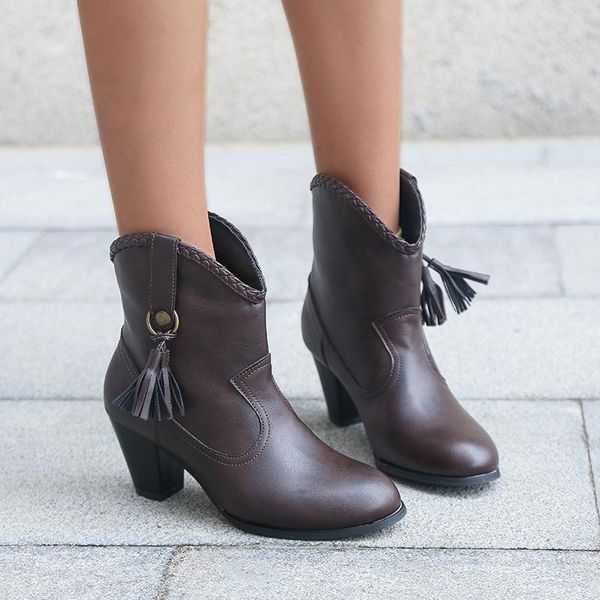 boots woman round toe high heels shoes drop women winter warm short plush slip on western vintage pu leather ankle, Black
boots woman round toe high heels shoes drop women winter warm short plush slip on western vintage pu leather ankle, Black
