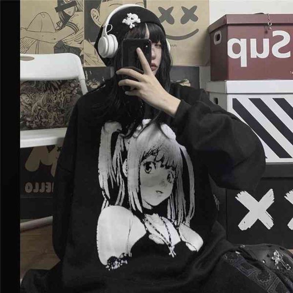 women hoodie deeptown anime print gothic long sleeve sweatshirt grunge pullover 2021 dark academia style vintage alt clothes new, Black
women hoodie deeptown anime print gothic long sleeve sweatshirt grunge pullover 2021 dark academia style vintage alt clothes new, Black