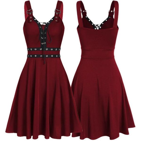 women plus size cool solid bandage irregular hem sleeveless camisole mini dress gothic punk style strap casual dresses, Black;gray
women plus size cool solid bandage irregular hem sleeveless camisole mini dress gothic punk style strap casual dresses, Black;gray