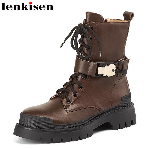 boots lenkisen punk real cow leather winter cross-tied round toe buckle straps thick med heels neutral non-slip ankle l51, Black
boots lenkisen punk real cow leather winter cross-tied round toe buckle straps thick med heels neutral non-slip ankle l51, Black