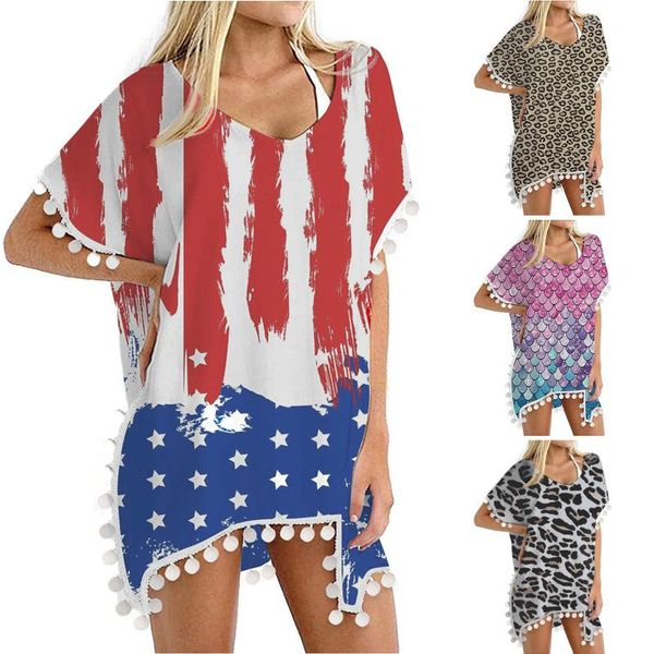 women's blouses & shirts independence day prints blouse trim kaftan chiffon tassels swimwear bikini cover up sunscreen beach plus size, White
women's blouses & shirts independence day prints blouse trim kaftan chiffon tassels swimwear bikini cover up sunscreen beach plus size, White