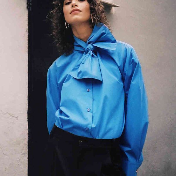 za spring summer women bow blouse long sleeve shirts office lady female collar single breasted blouses 210422, White
za spring summer women bow blouse long sleeve shirts office lady female collar single breasted blouses 210422, White