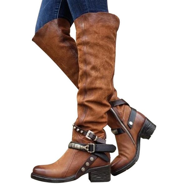 boots 2021 women buckle zipper shoes low heels knee high vintage pu leather booties rivets mujer zapatos botas, Black
boots 2021 women buckle zipper shoes low heels knee high vintage pu leather booties rivets mujer zapatos botas, Black