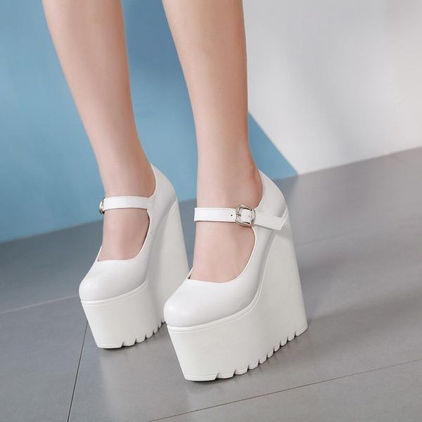16cm shallow round head waterproof table ultra-high heeled thick women's sole performance a word buckle model shoes dress, Black
16cm shallow round head waterproof table ultra-high heeled thick women's sole performance a word buckle model shoes dress, Black