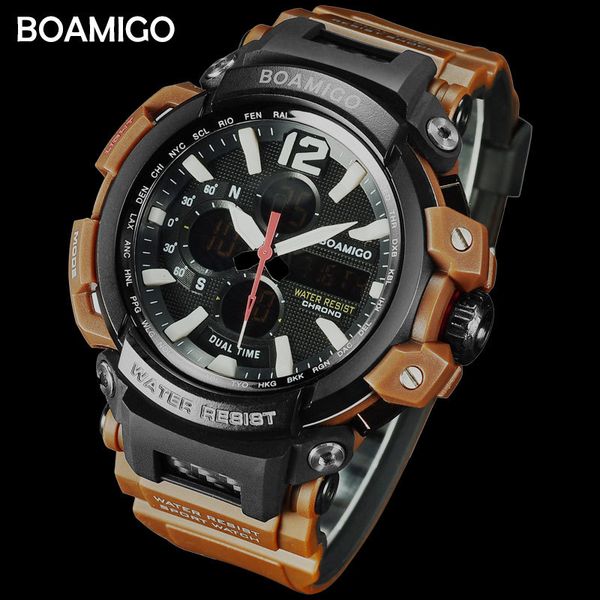 boamigo brand men sports digital analog watches men's led dual time clock water resistant shock wristwatches relogio masculino x0524, Slivery;brown
boamigo brand men sports digital analog watches men's led dual time clock water resistant shock wristwatches relogio masculino x0524, Slivery;brown