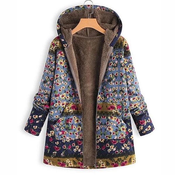 women's wool & blends women vintage loose hooded coat floral printed fleeces lining buttoned big size winter warm parka casual outerwea, Black
women's wool & blends women vintage loose hooded coat floral printed fleeces lining buttoned big size winter warm parka casual outerwea, Black