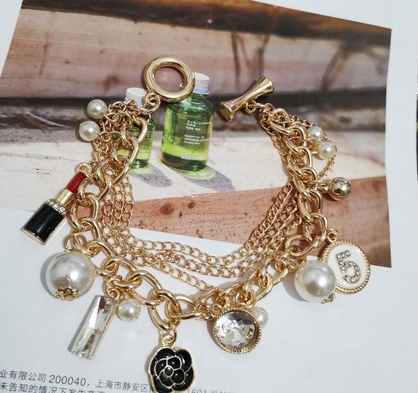 link, chain trendy pearl tassel bracelets for women crystal no.5 luxury bracelet gift jewelry, Black
link, chain trendy pearl tassel bracelets for women crystal no.5 luxury bracelet gift jewelry, Black