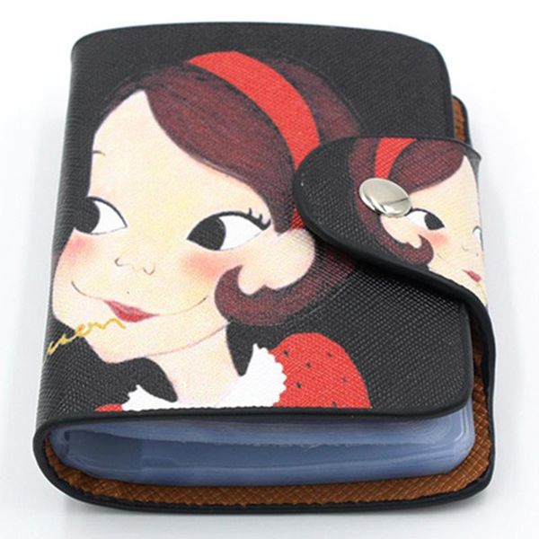 card holders cartoon girl pattern anti lost cute practical 26 slots with hasp mini pu leather portable travel storage bag, Brown;gray
card holders cartoon girl pattern anti lost cute practical 26 slots with hasp mini pu leather portable travel storage bag, Brown;gray