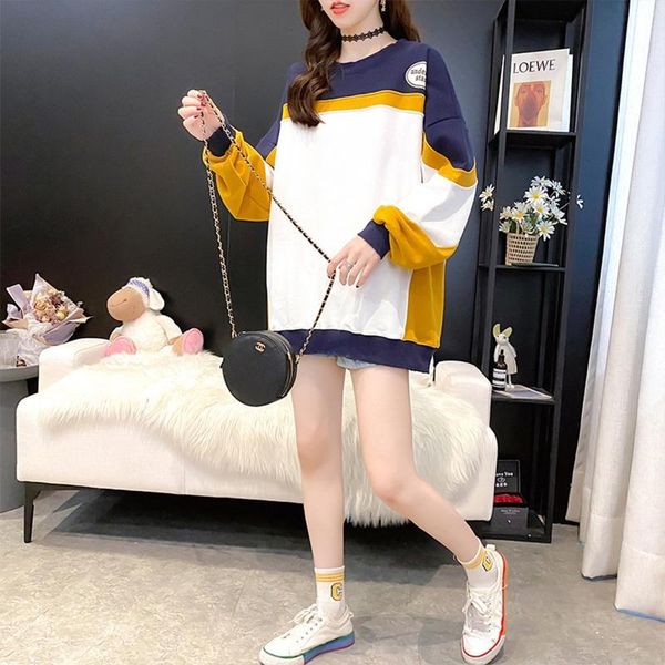 women spring autumn long sleeves round neck sweatshirt contrast stitching letter printing casual pullover mid-length loose women's hoo, Black
women spring autumn long sleeves round neck sweatshirt contrast stitching letter printing casual pullover mid-length loose women's hoo, Black