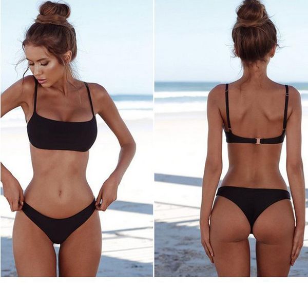 women's swimwear 2 piece set women pure color summer style lady bandage bikini bathing suit brazilian biquini swimsuit, White;black 
women's swimwear 2 piece set women pure color summer style lady bandage bikini bathing suit brazilian biquini swimsuit, White;black