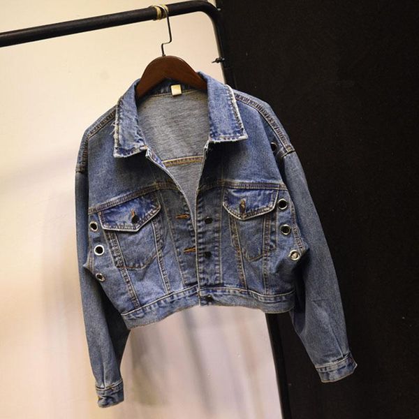 women's jackets autumn female batwing sleeves denim jacket washed blue rivet jean harajuku bomber jeans coat short vintage chaqueta muj, Black;brown
women's jackets autumn female batwing sleeves denim jacket washed blue rivet jean harajuku bomber jeans coat short vintage chaqueta muj, Black;brown