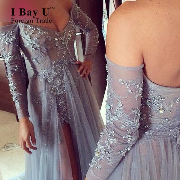 party dresses beaded lace evening gown long dress 2021 off the shoulder sleeve grey women arabic formal, White;black
party dresses beaded lace evening gown long dress 2021 off the shoulder sleeve grey women arabic formal, White;black