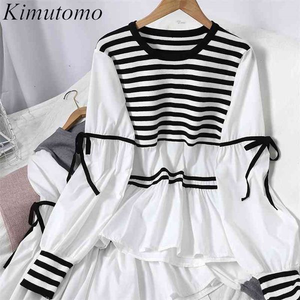 kimutomo casual striped patchwork blouse and shirt women o-neck bow lace-up lantern sleeve ladies chic spring 210323, White
kimutomo casual striped patchwork blouse and shirt women o-neck bow lace-up lantern sleeve ladies chic spring 210323, White