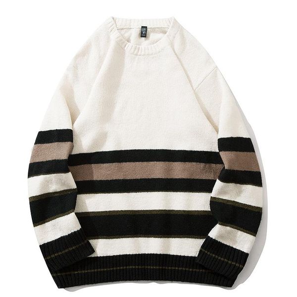 men's sweaters autumn winter long sleeve sweater male loose round neck pullover men color contrast stripe coat, White;black
men's sweaters autumn winter long sleeve sweater male loose round neck pullover men color contrast stripe coat, White;black
