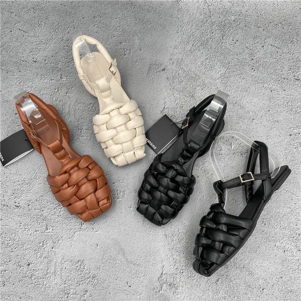 vintage 2021 summer fashion design weave women sandals pu leather comfort flat ladies ankle strap cover toe casual shoes, Black
vintage 2021 summer fashion design weave women sandals pu leather comfort flat ladies ankle strap cover toe casual shoes, Black
