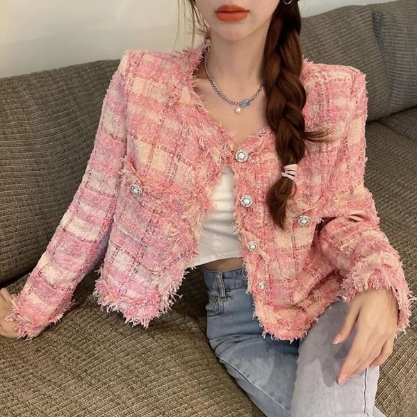 women's jackets 2021 runway autumn winter short coat for casual o neck long sleeve plaid tweed tassel female fashion outwear top, Black;brown
women's jackets 2021 runway autumn winter short coat for casual o neck long sleeve plaid tweed tassel female fashion outwear top, Black;brown