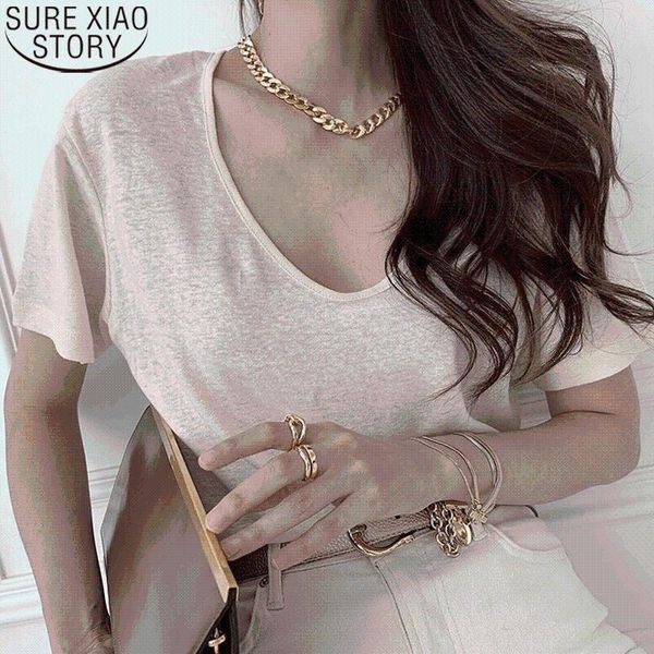 women's t-shirt korean solid short sleeve basic women 2021 summer simple woman tshirts tee shirt cotton bottoming 14230, White
women's t-shirt korean solid short sleeve basic women 2021 summer simple woman tshirts tee shirt cotton bottoming 14230, White