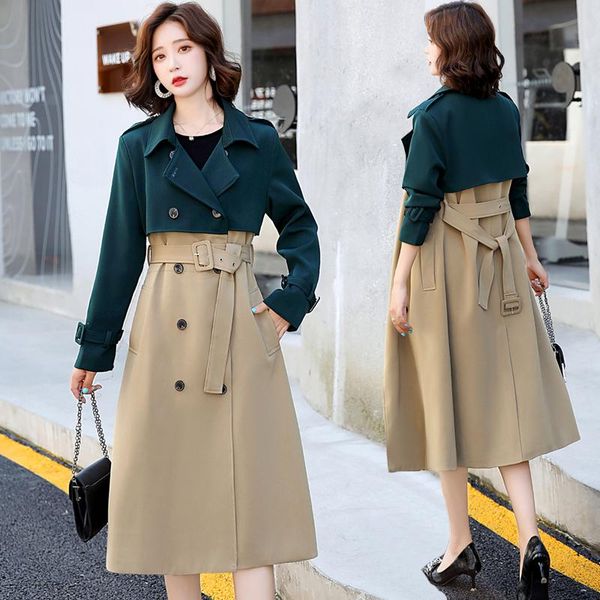 women's trench coats womens windbreakers fashion double breasted coat spring autumn contrast splice overcoat female long slim with belt, Tan;black
women's trench coats womens windbreakers fashion double breasted coat spring autumn contrast splice overcoat female long slim with belt, Tan;black