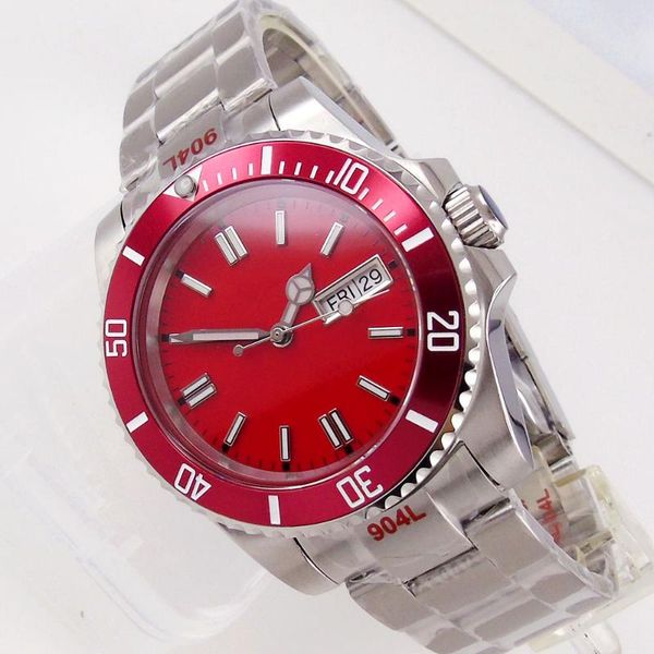 wristwatches sapphire men's automatic watch japan nh36 movement day/date display red face oyster band glide lock ceramic rotating bezel, Slivery;brown
wristwatches sapphire men's automatic watch japan nh36 movement day/date display red face oyster band glide lock ceramic rotating bezel, Slivery;brown