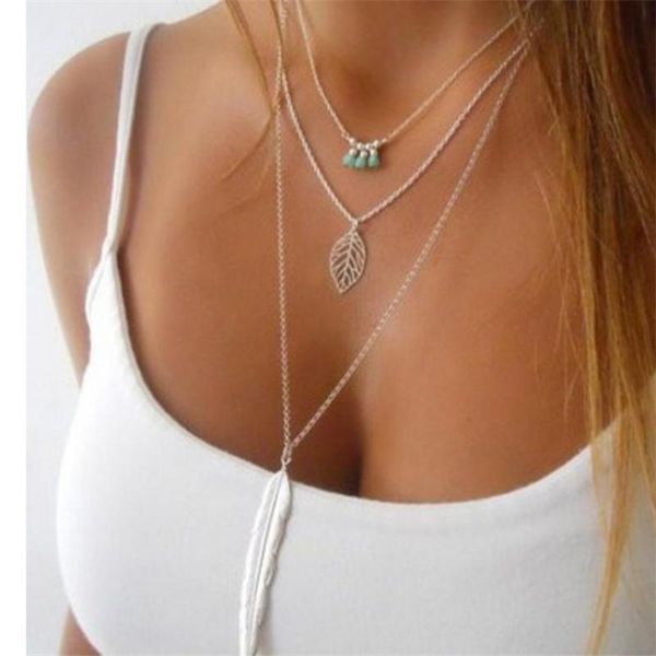 pendant necklaces trendy fashion retro beaded necklace female japan korea metal feather tassel multilayer, Silver
pendant necklaces trendy fashion retro beaded necklace female japan korea metal feather tassel multilayer, Silver