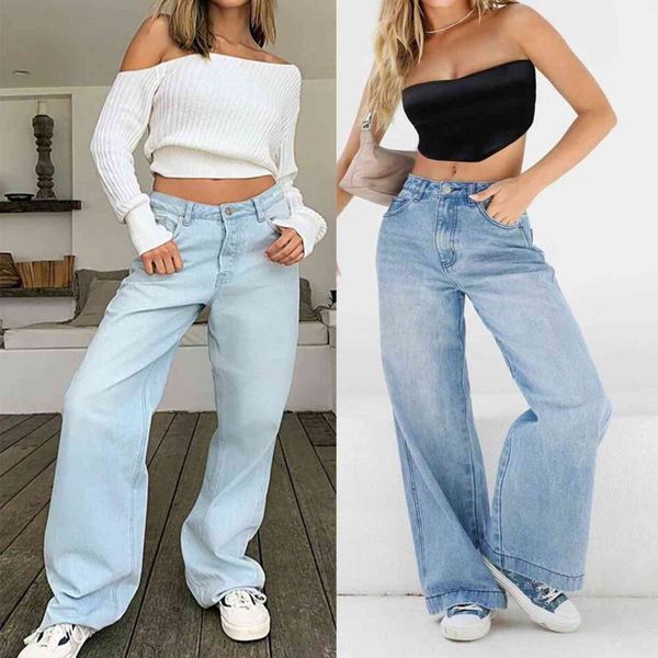 high waist loose wide-leg women's jeans streetwear casual elastic waist vintage baggy straight denim trouser drop drag pants 211115, Blue
high waist loose wide-leg women's jeans streetwear casual elastic waist vintage baggy straight denim trouser drop drag pants 211115, Blue