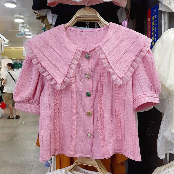 women's blouses & shirts 2021 summer clothing korean fairy gentle beaded soft glutinous puff sleeve pink doll shirt womens, White
women's blouses & shirts 2021 summer clothing korean fairy gentle beaded soft glutinous puff sleeve pink doll shirt womens, White