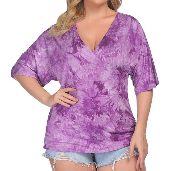 women's blouses & shirts tie-dye print blouse women summer casual large size short sleeve v-neck pullover chemise oversize femme, White
women's blouses & shirts tie-dye print blouse women summer casual large size short sleeve v-neck pullover chemise oversize femme, White
