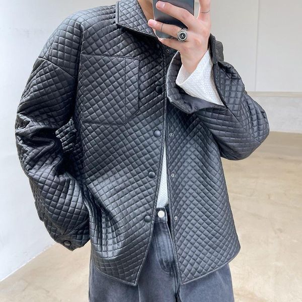 men's jackets men korean style loose casual vintage plaid jacket harajuku trend coat autumn winter thick cotton padded pu leather man, Black;brown
men's jackets men korean style loose casual vintage plaid jacket harajuku trend coat autumn winter thick cotton padded pu leather man, Black;brown