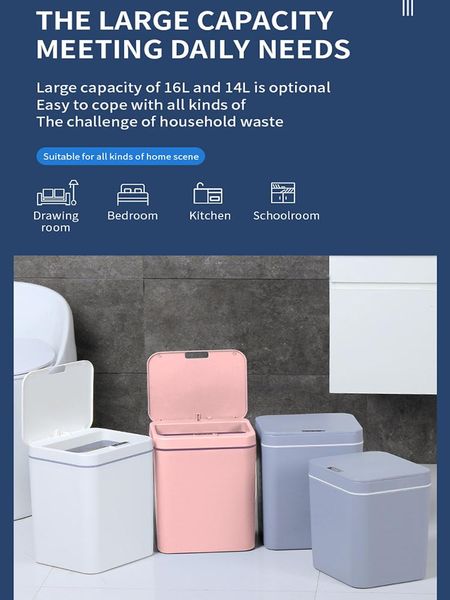 waste bins 14/16l smart sensor trash can automatic electric dustbin kitchen intelligent bin garbage with lid bathroom
waste bins 14/16l smart sensor trash can automatic electric dustbin kitchen intelligent bin garbage with lid bathroom