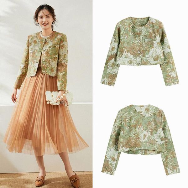 women's jackets elegant ladies vintage style outerwear fashion chic jacquard short jacket women korea woman clothes autumn coat sl108, Black;brown
women's jackets elegant ladies vintage style outerwear fashion chic jacquard short jacket women korea woman clothes autumn coat sl108, Black;brown