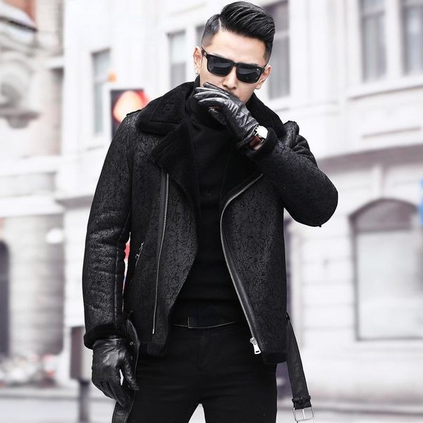 men's leather & faux genuine jacket winter warm 100% wool lining coat male short black sheepskin coats biker veste en cuir homme 1010
men's leather & faux genuine jacket winter warm 100% wool lining coat male short black sheepskin coats biker veste en cuir homme 1010