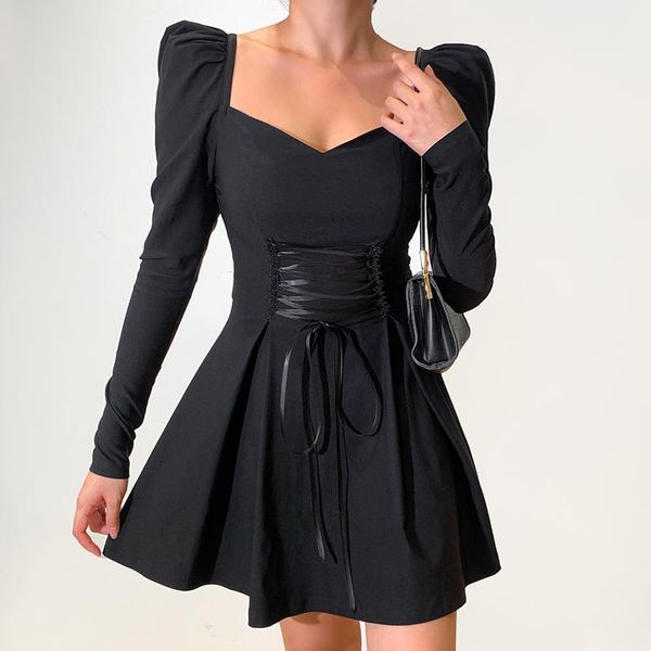 casual dresses goth black dress women clothes harajuku high waist puff sleeve mini vintage long bandage corset party, Black;gray
casual dresses goth black dress women clothes harajuku high waist puff sleeve mini vintage long bandage corset party, Black;gray