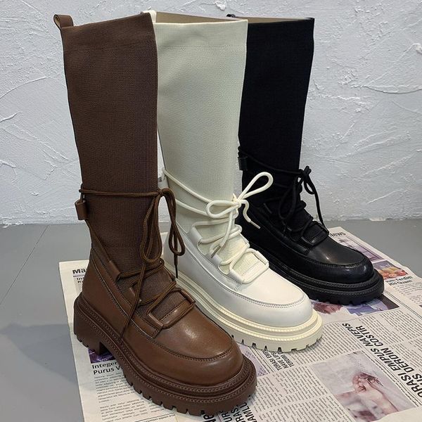boots fashion 2021 women knee high autumn winter platform shoes female round to flats with ladies spring stretch, Black
boots fashion 2021 women knee high autumn winter platform shoes female round to flats with ladies spring stretch, Black
